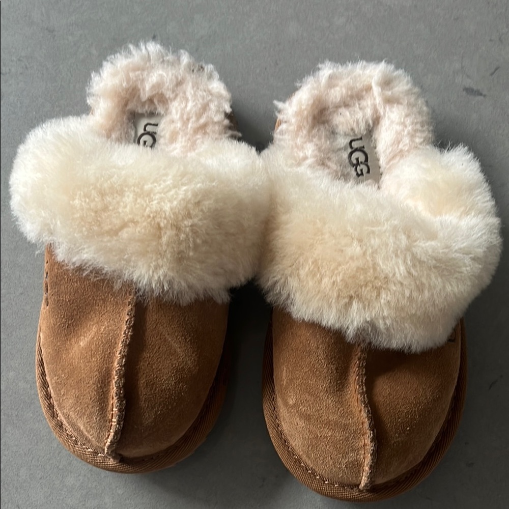 UGG Tan and Cream Sheepskin Moccasin Slippers- Gently worn
